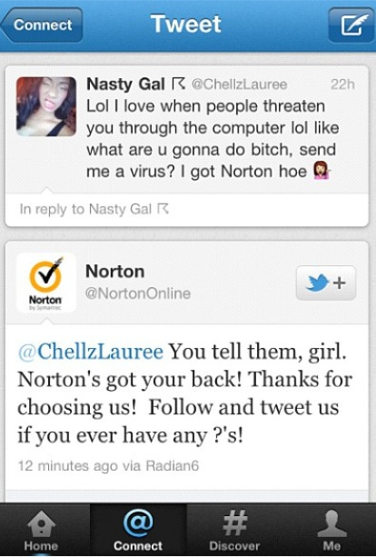 Norton Anti Virus getting down wiv da kids